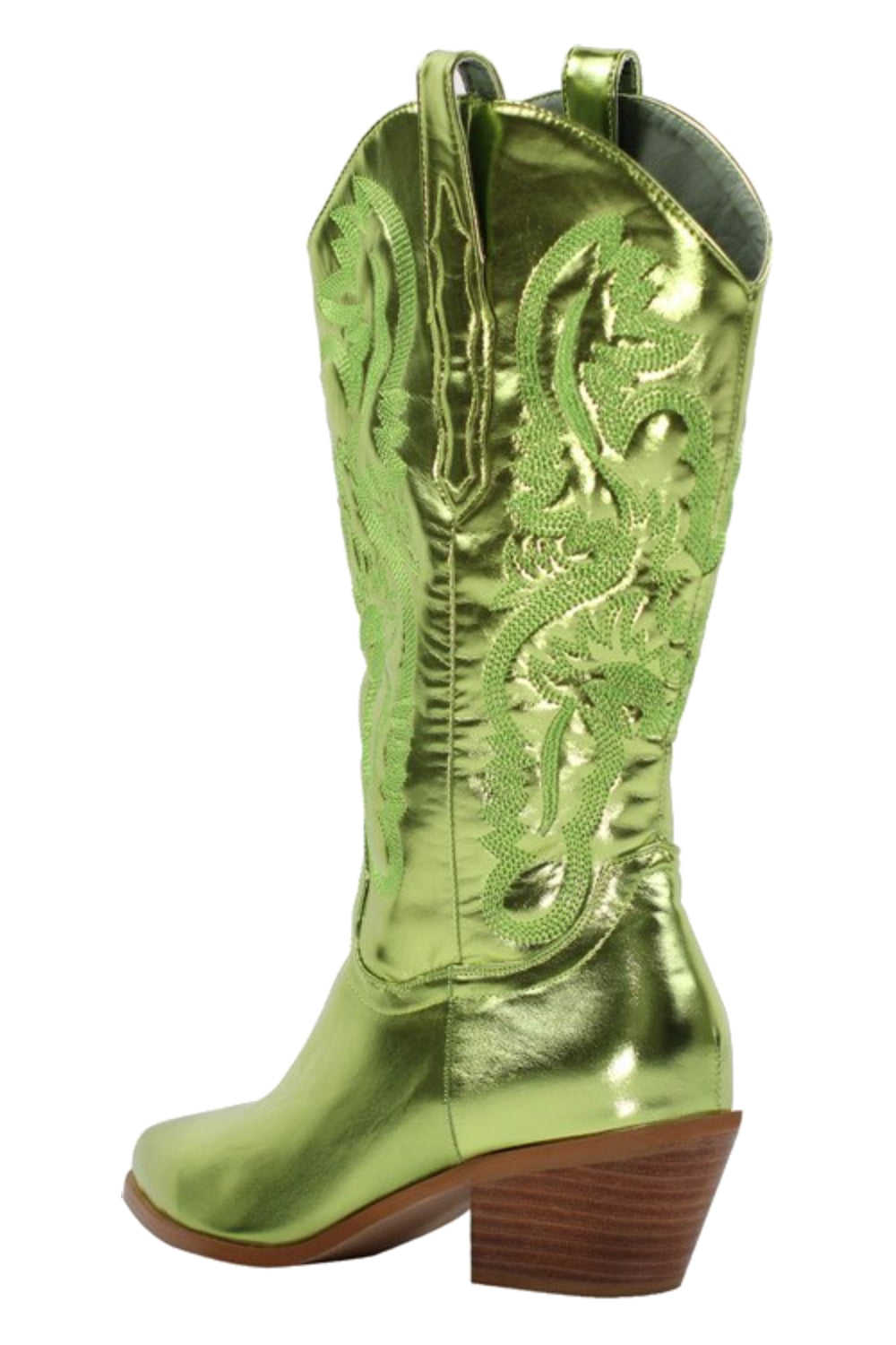 Only Maker Green Embroidered Mid-Calf Western Boots