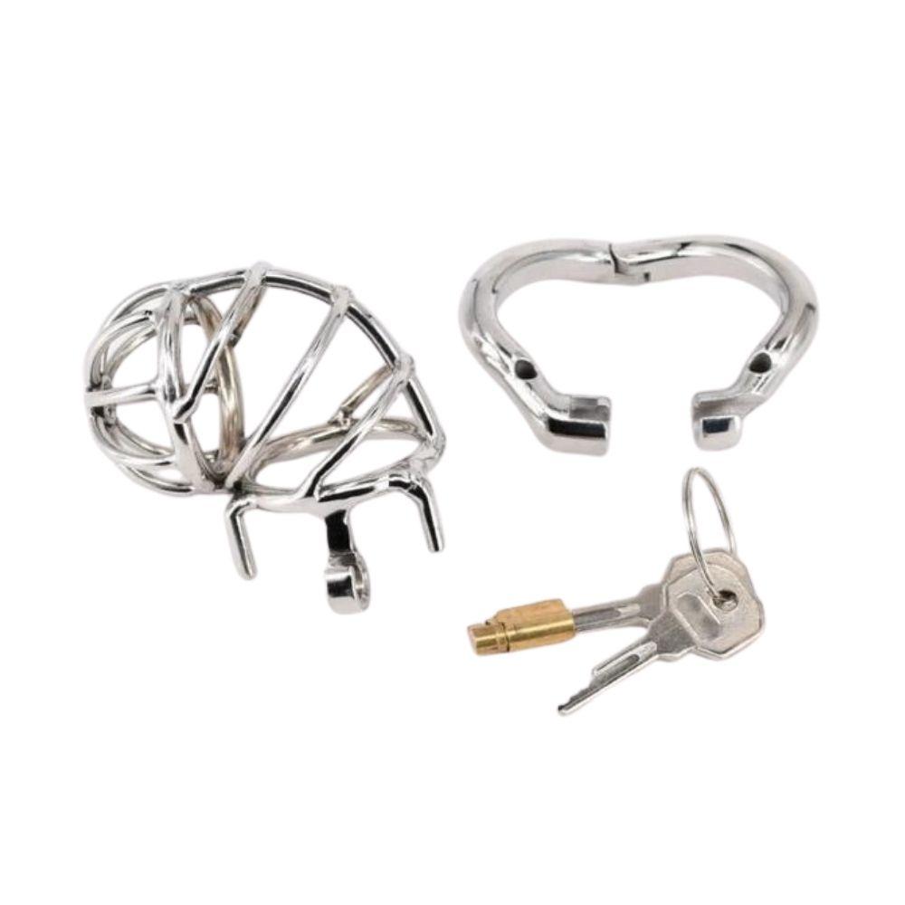 High-Quality Stainless Steel Metal Chastity Device with Brass Padlock