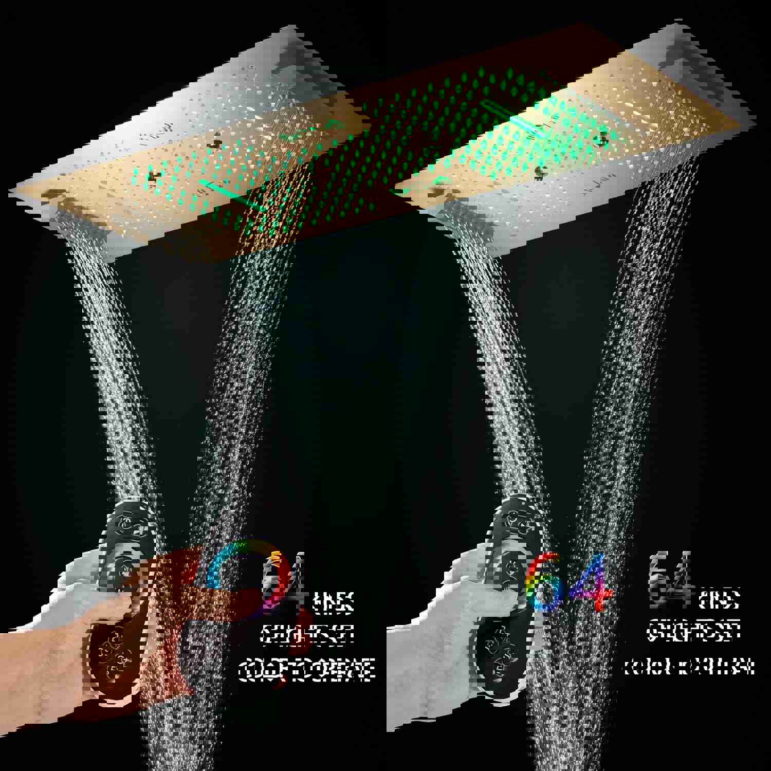 MONTANA 36X16 Complete Luxury LED Music Shower System with Digital Display Thermostatic Valve