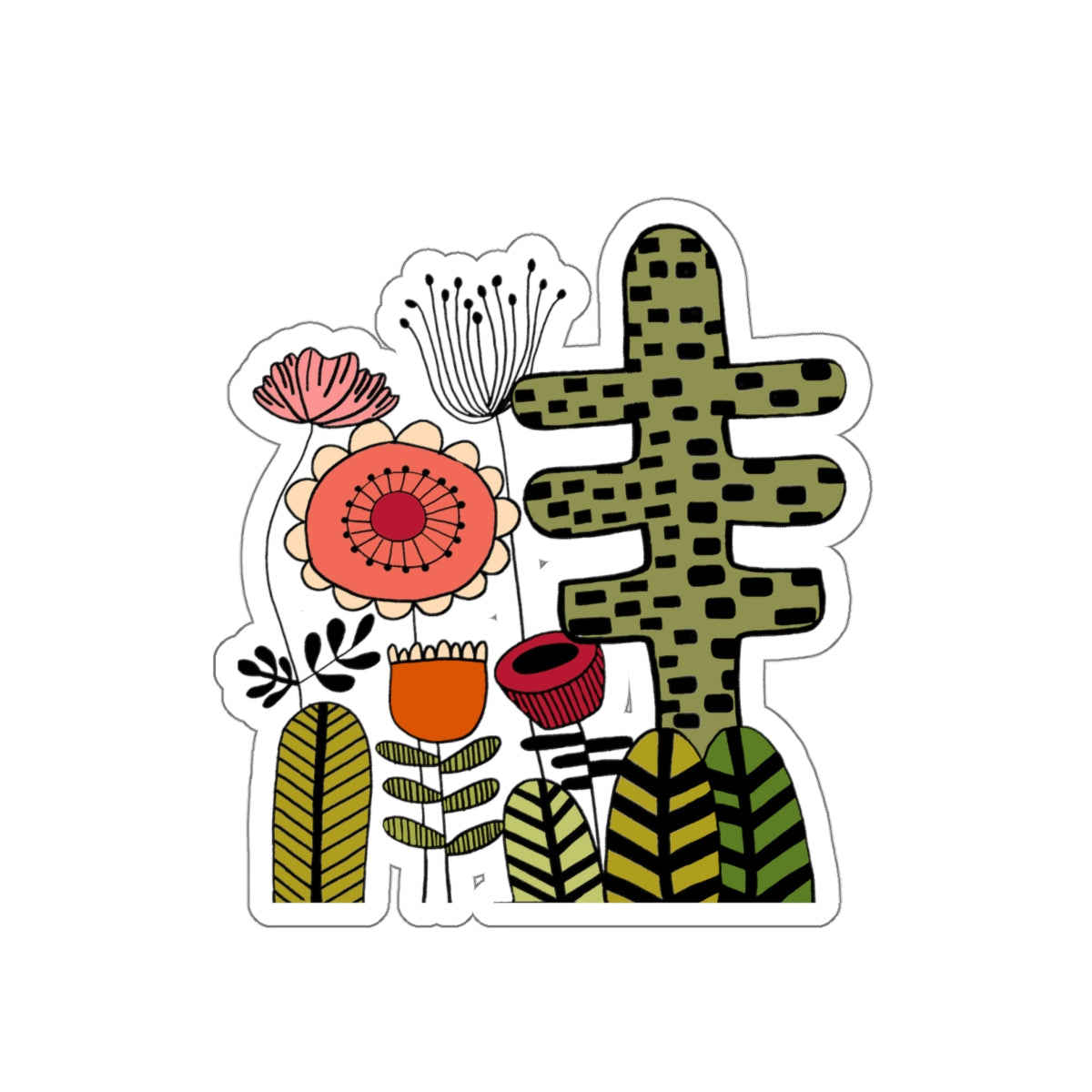 Vintage Flower Cactus Flowers Die-Cut Stickers