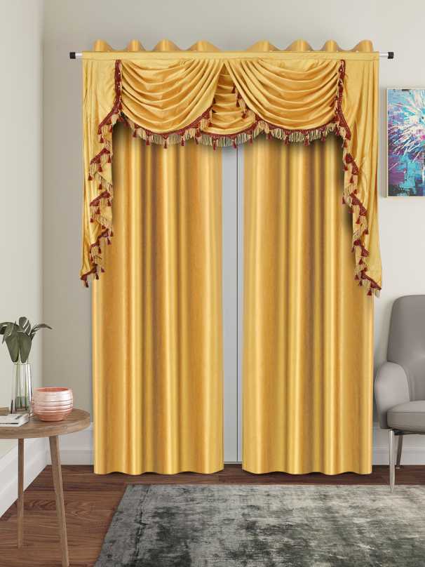 One Triple Waterfall Valance with Swag - 15 Colors Available