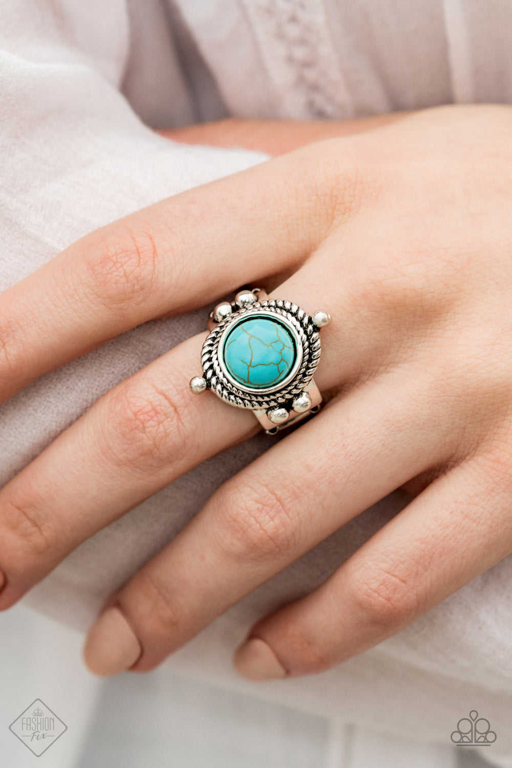 Paparazzi Prone To Wander - Blue Turquoise Stone Stretch Ring