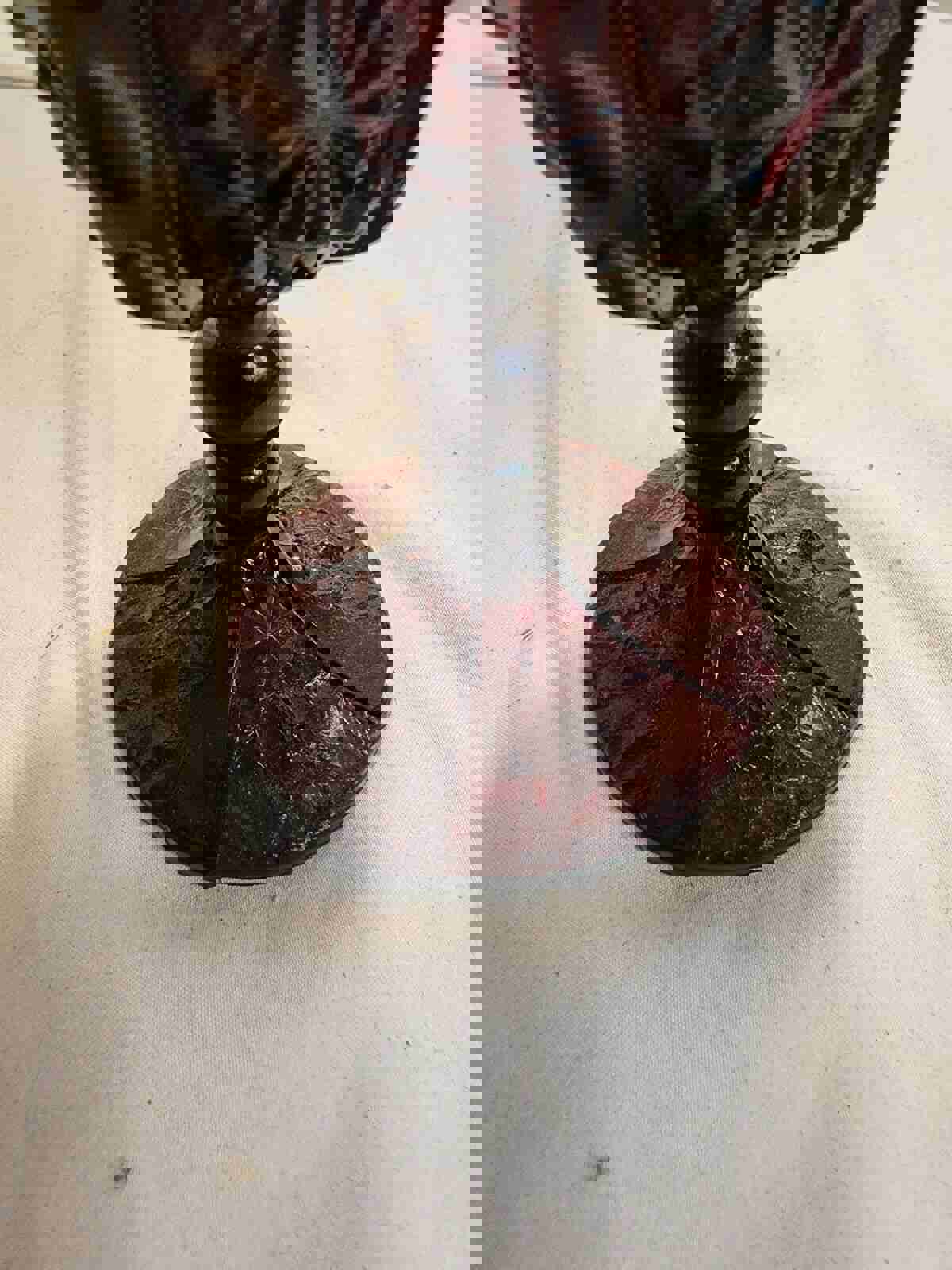 Vintage LG Wright Amethyst Pressed Glass Daisy & Button Straight Band Wine Glass