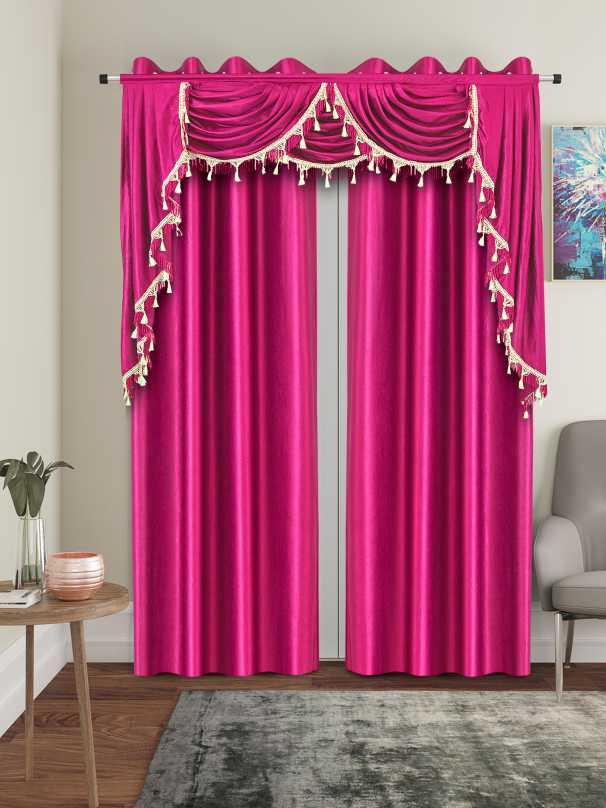 One Triple Waterfall Valance with Swag - 15 Colors Available