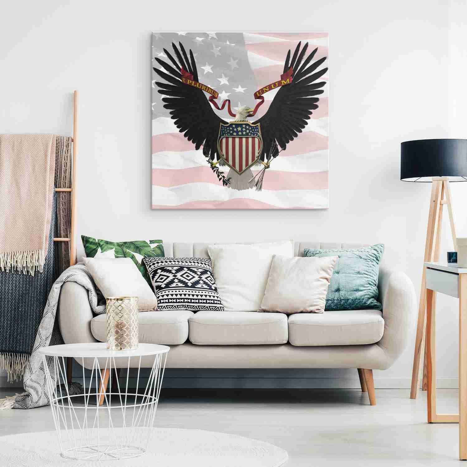 E PLURIBUS UNUM EAGLE FLAG - Premium Canvas Art Print
