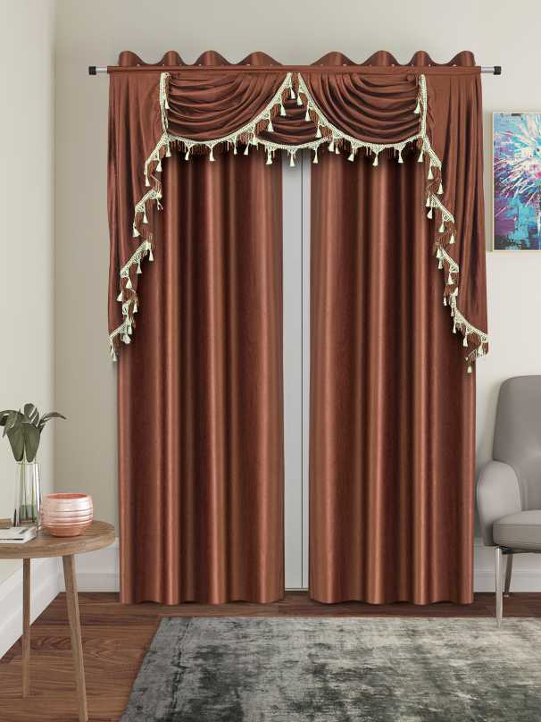 One Triple Waterfall Valance with Swag - 15 Colors Available