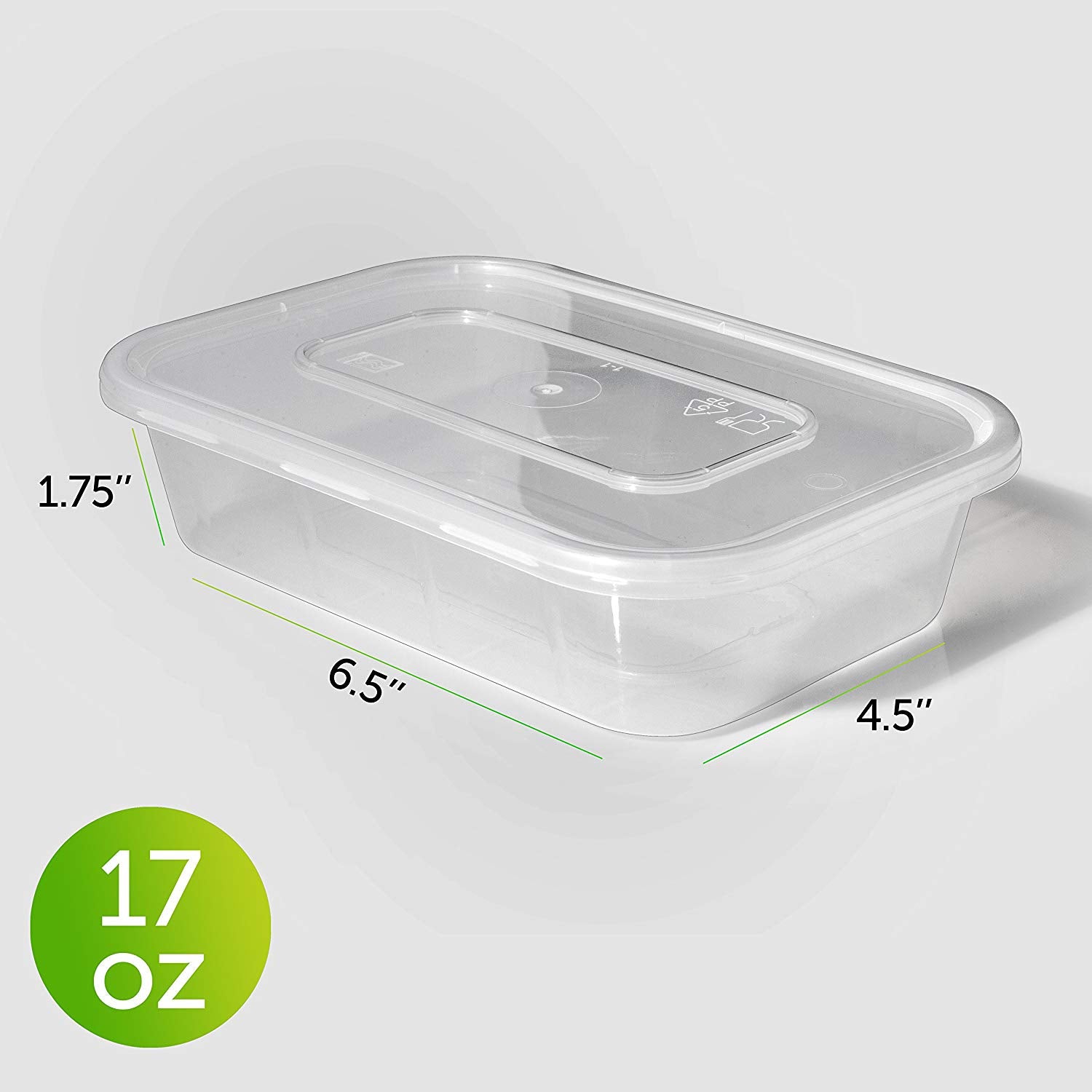 50 Pack 17oz BPA-Free Plastic Food Storage Containers with Lids - Freezer & Microwave Safe