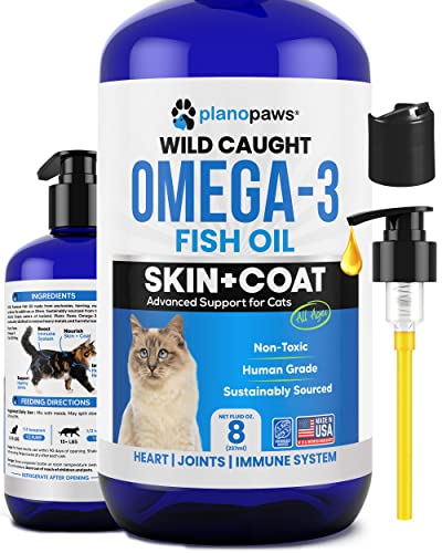 Omega 3 Fish Oil for Cats - Pure Wild Caught Liquid Supplement for Skin, Coat, and Joint Health