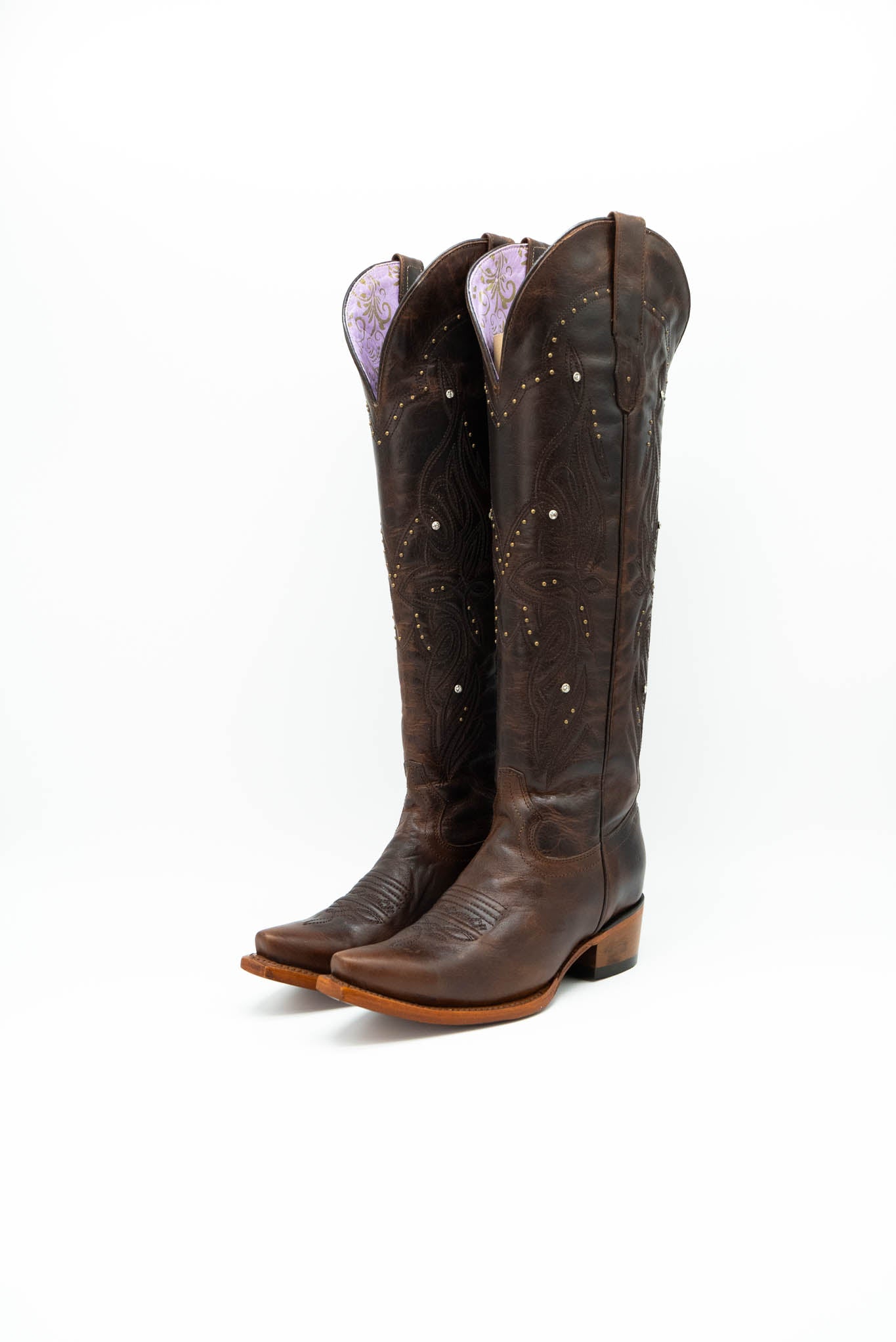 Catalina Vitro Tall Cowgirl Boot - Genuine Leather with Side Zipper