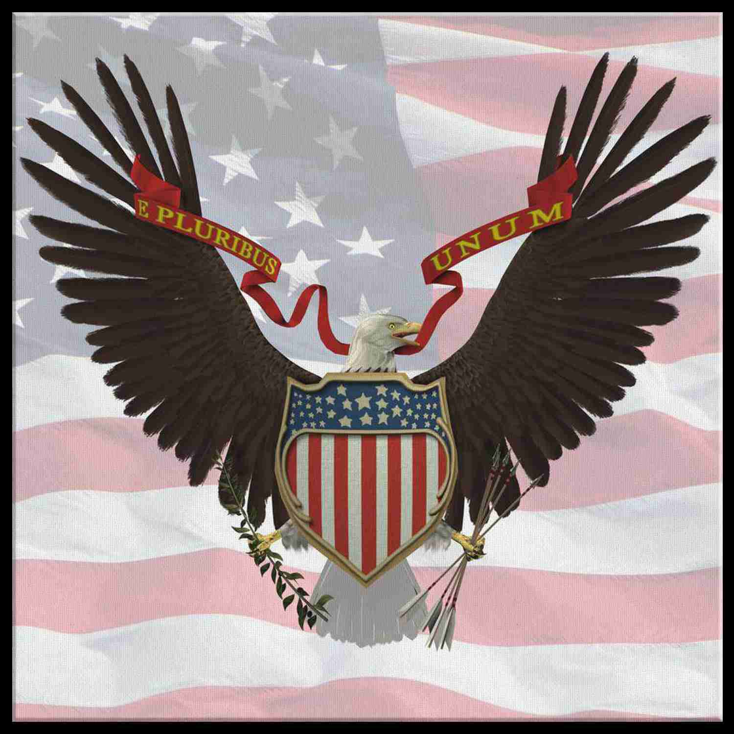 E PLURIBUS UNUM EAGLE FLAG - Premium Canvas Art Print