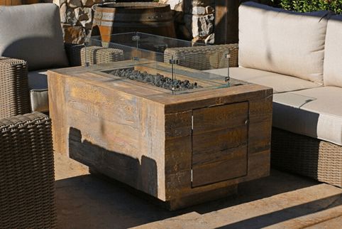 The Outdoor Plus Catalina Wood Grain Fire Pit with Free Cover