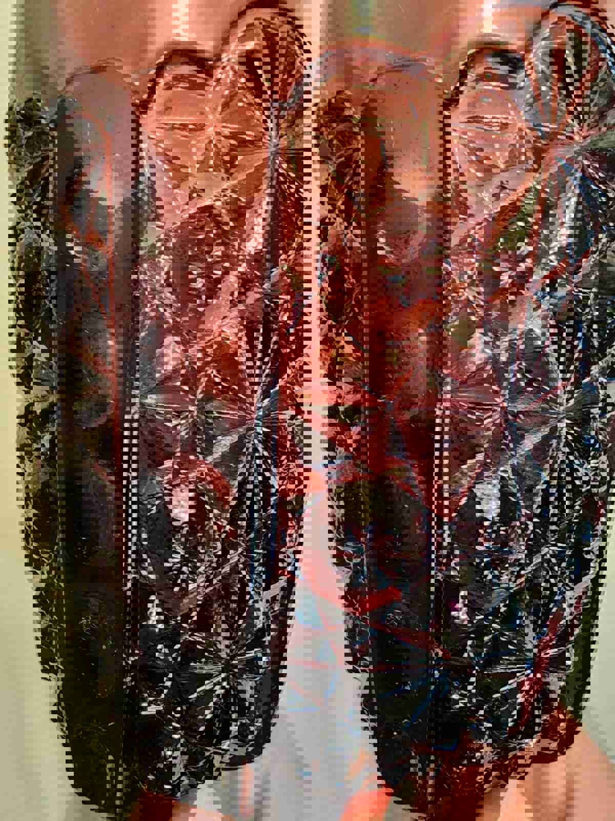 Vintage LG Wright Amethyst Pressed Glass Daisy & Button Straight Band Wine Glass