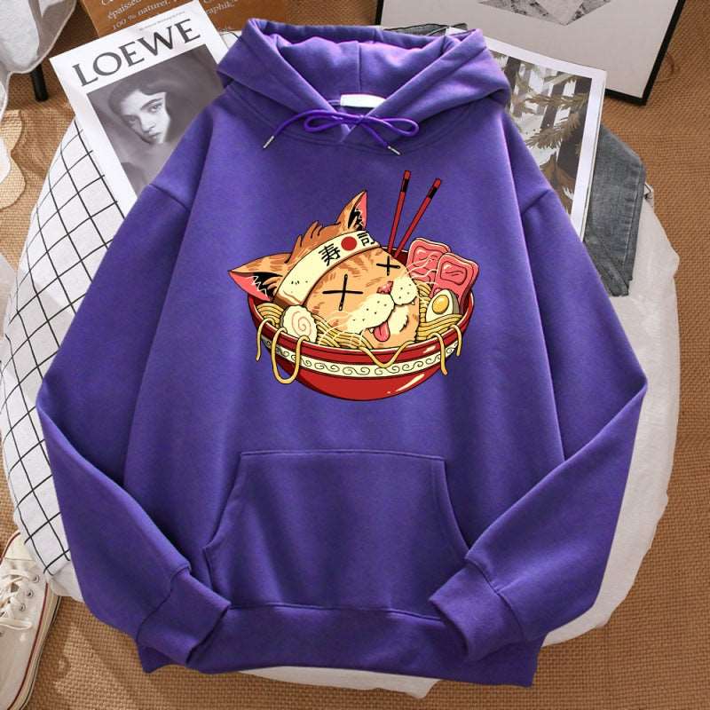 Cat Ramen Long Sleeved Hoodie