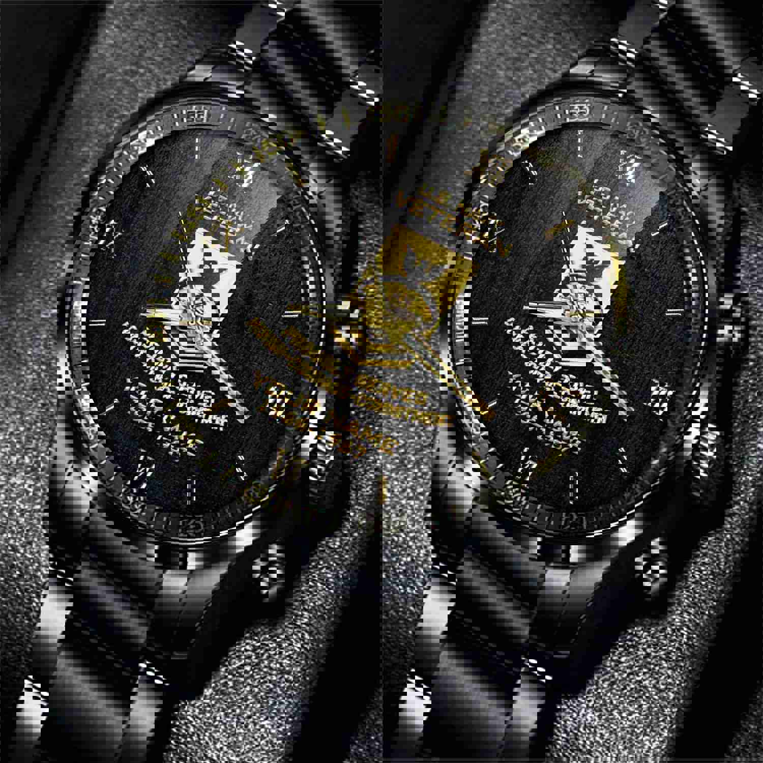 US Navy Veteran Black Watch - Custom Name, Rank, and Year Gift