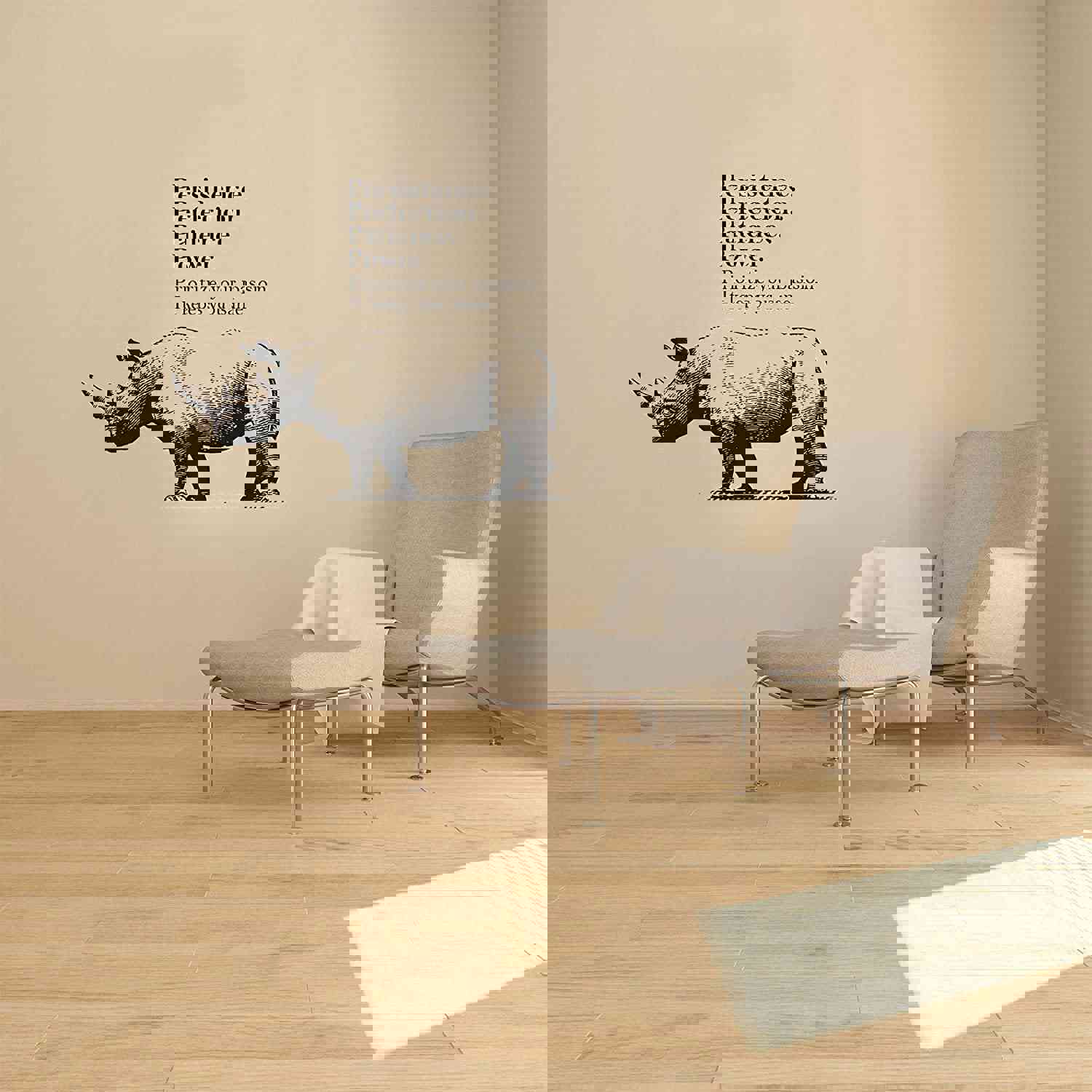 Animal Life Quote Vinyl Wall Sticker Decal - Perfection Rhino Motivation Quote