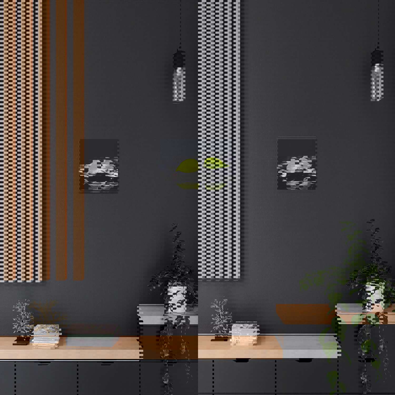 Green Leaf with Stones Forest Floral Nature Photography Canvas Wall Art for Home Decor