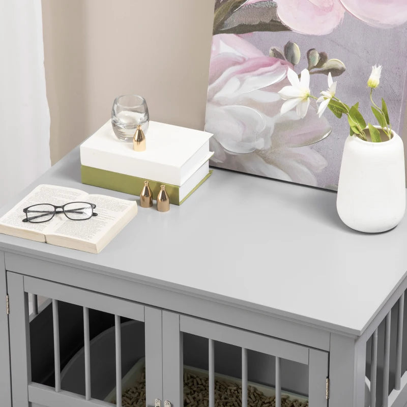 PawHut Cat Litter Box Enclosure with Magnetic Doors, Multi-Functional Side Table for Indoor Use