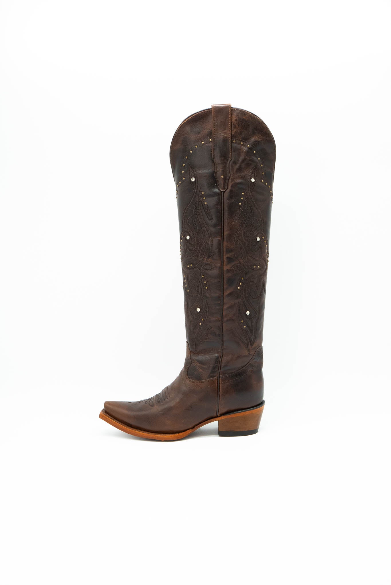 Catalina Vitro Tall Cowgirl Boot - Genuine Leather with Side Zipper