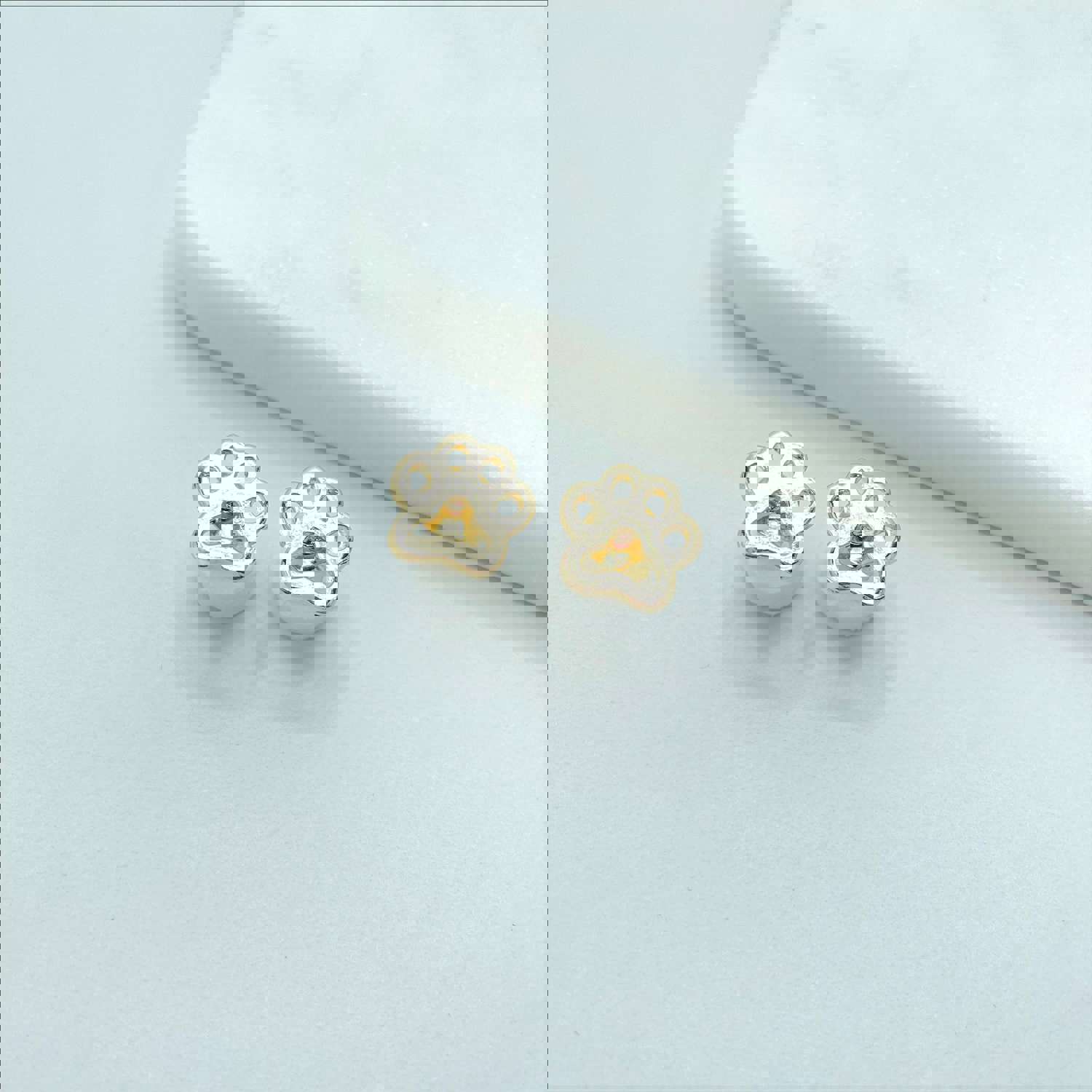 18k Gold Filled Pet Paw Print Stud Earrings - Wholesale Jewelry Supplies