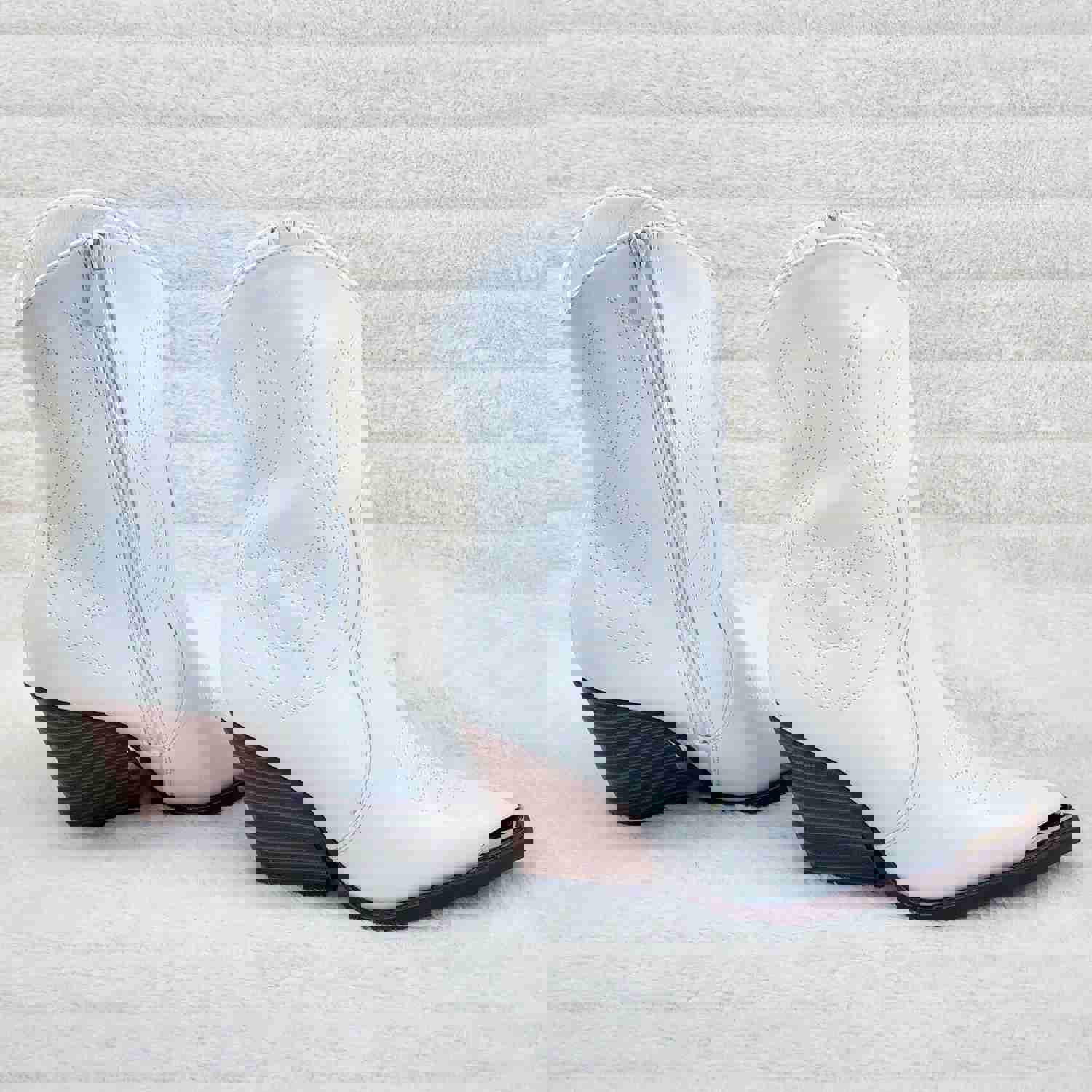 Tallas White Cowgirl Cowboy Ankle Boots Western Block Heels US Sizes 7-11