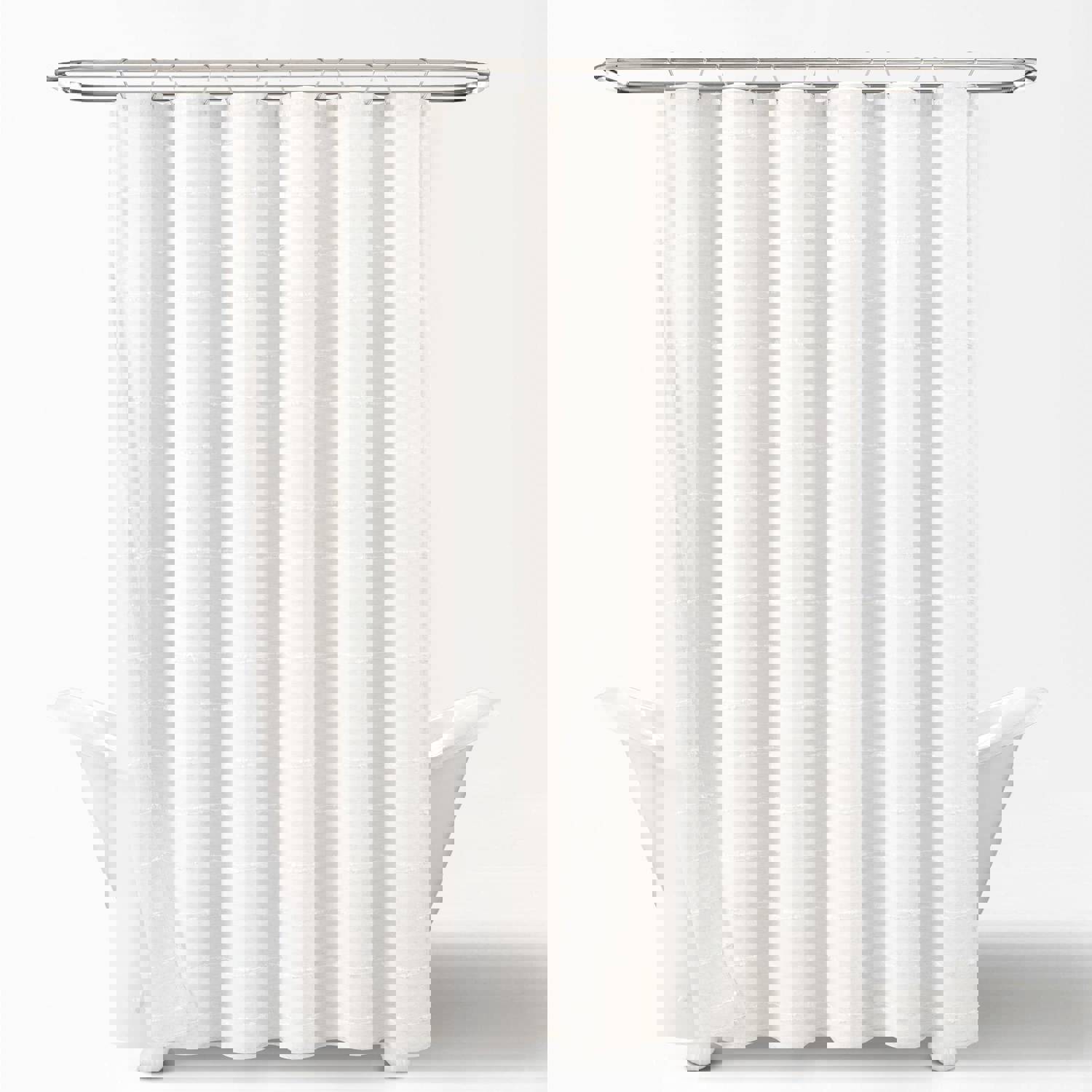 Farmhouse Textured Sheer With Peva Lining Shower Curtain Set