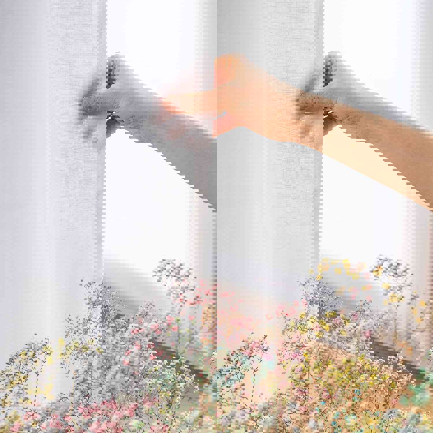 Pencil Pleat Linen Curtain Panel - Unlined Privacy Curtain for Rings and Hooks