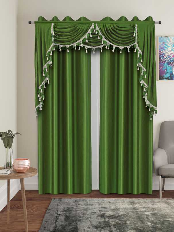 One Triple Waterfall Valance with Swag - 15 Colors Available