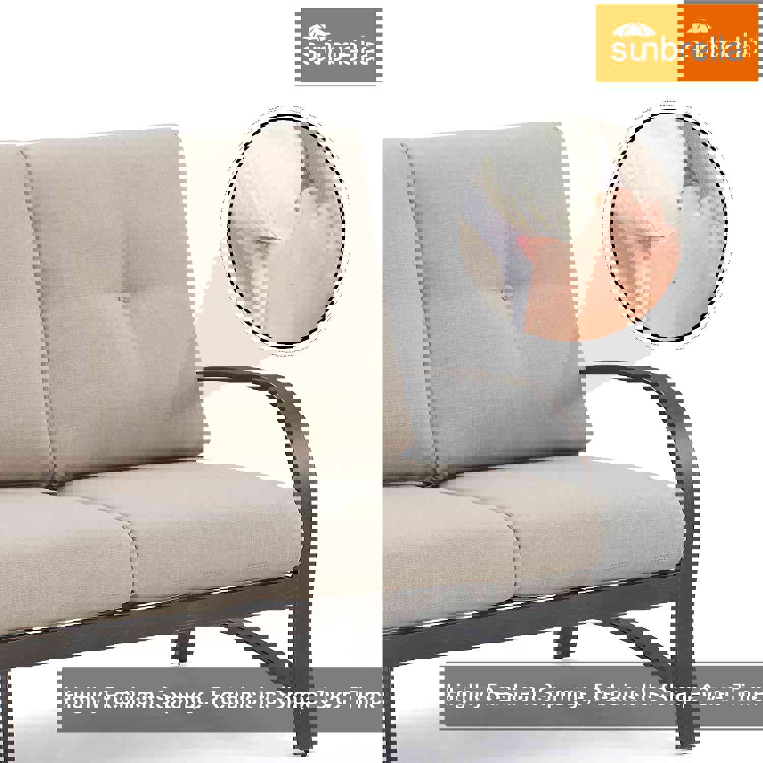 5-Piece Outdoor Aluminum Patio Conversation Set with Swivel Chairs and Sunbrella Cushions