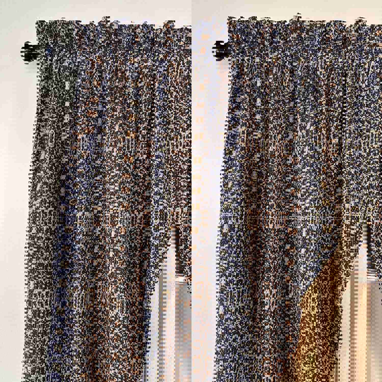 Wentworth Navy and Linen Woven Lined Long Swag Curtains 63