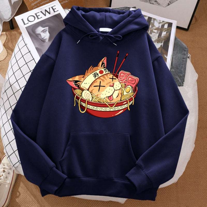 Cat Ramen Long Sleeved Hoodie