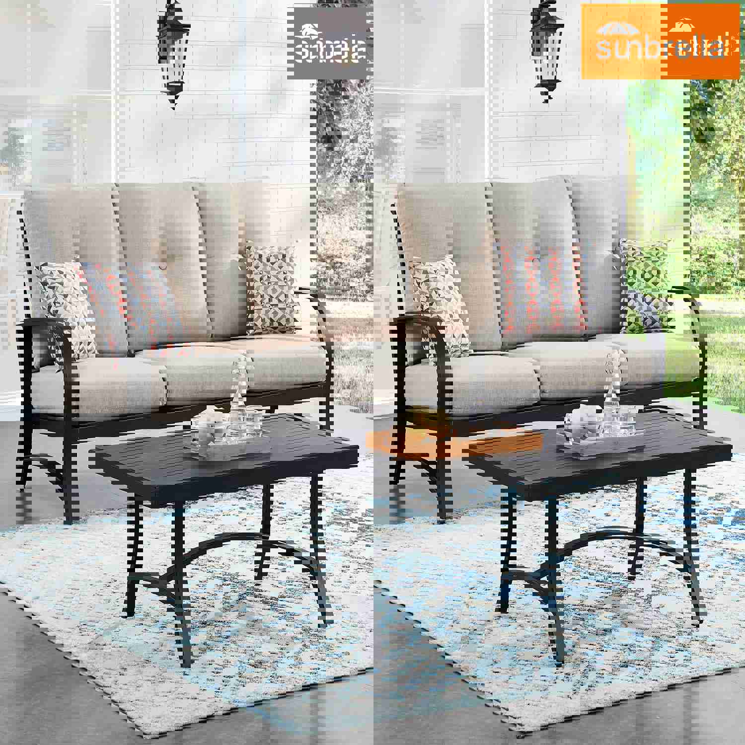 5-Piece Outdoor Aluminum Patio Conversation Set with Swivel Chairs and Sunbrella Cushions