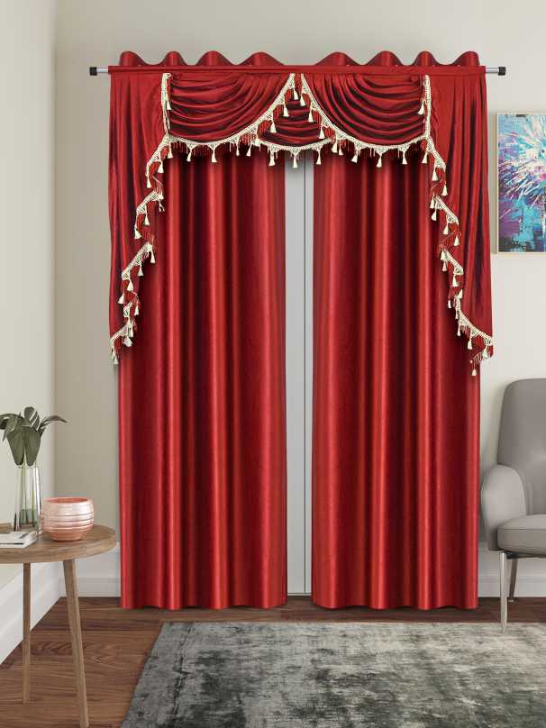 One Triple Waterfall Valance with Swag - 15 Colors Available