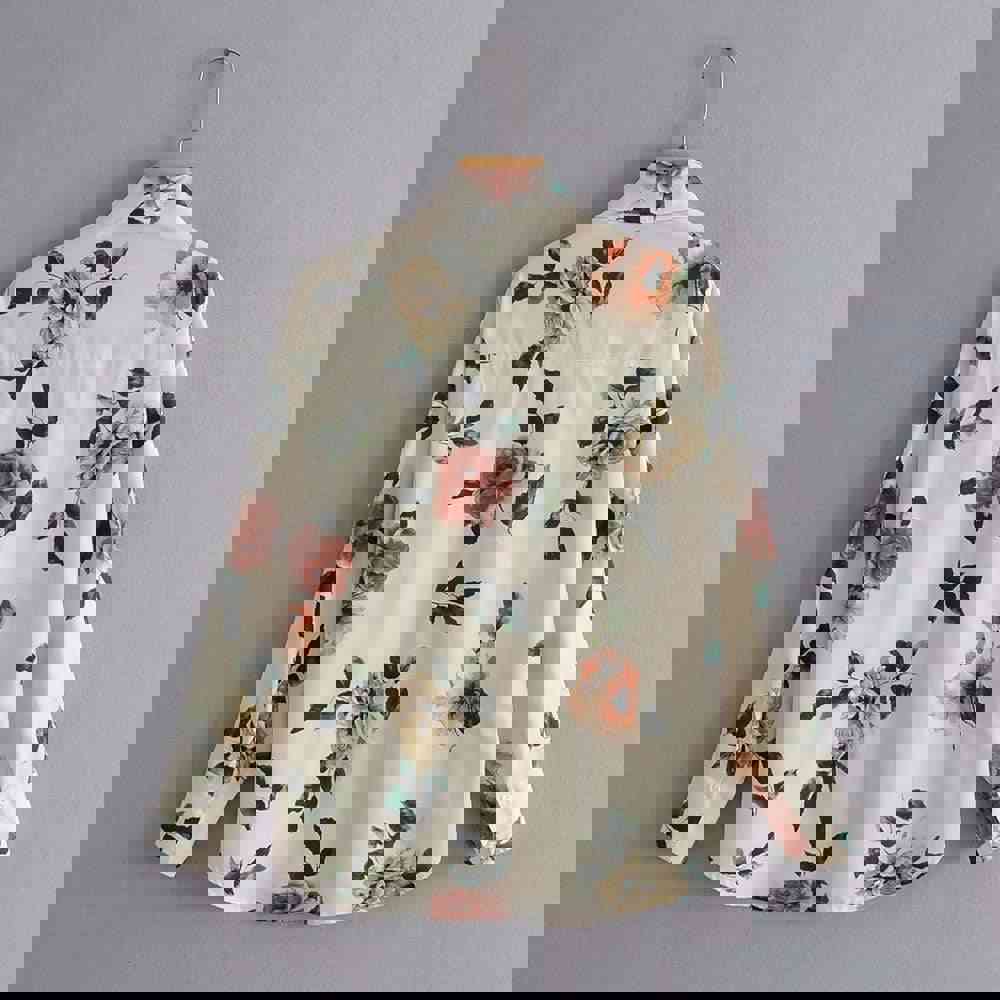 Vintage Fashion Blouse - Polyester, Flannel, Turn-Down Collar