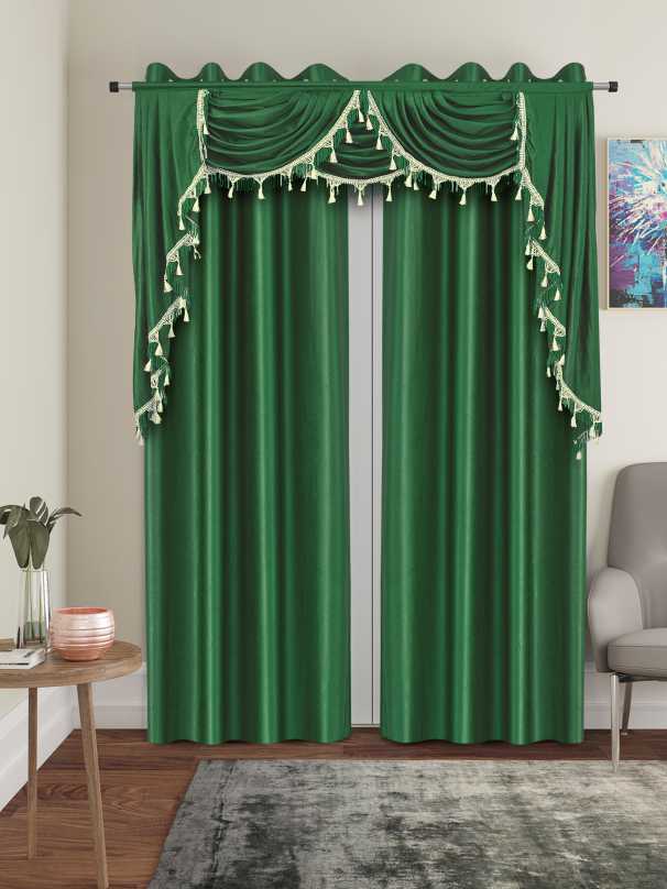 One Triple Waterfall Valance with Swag - 15 Colors Available