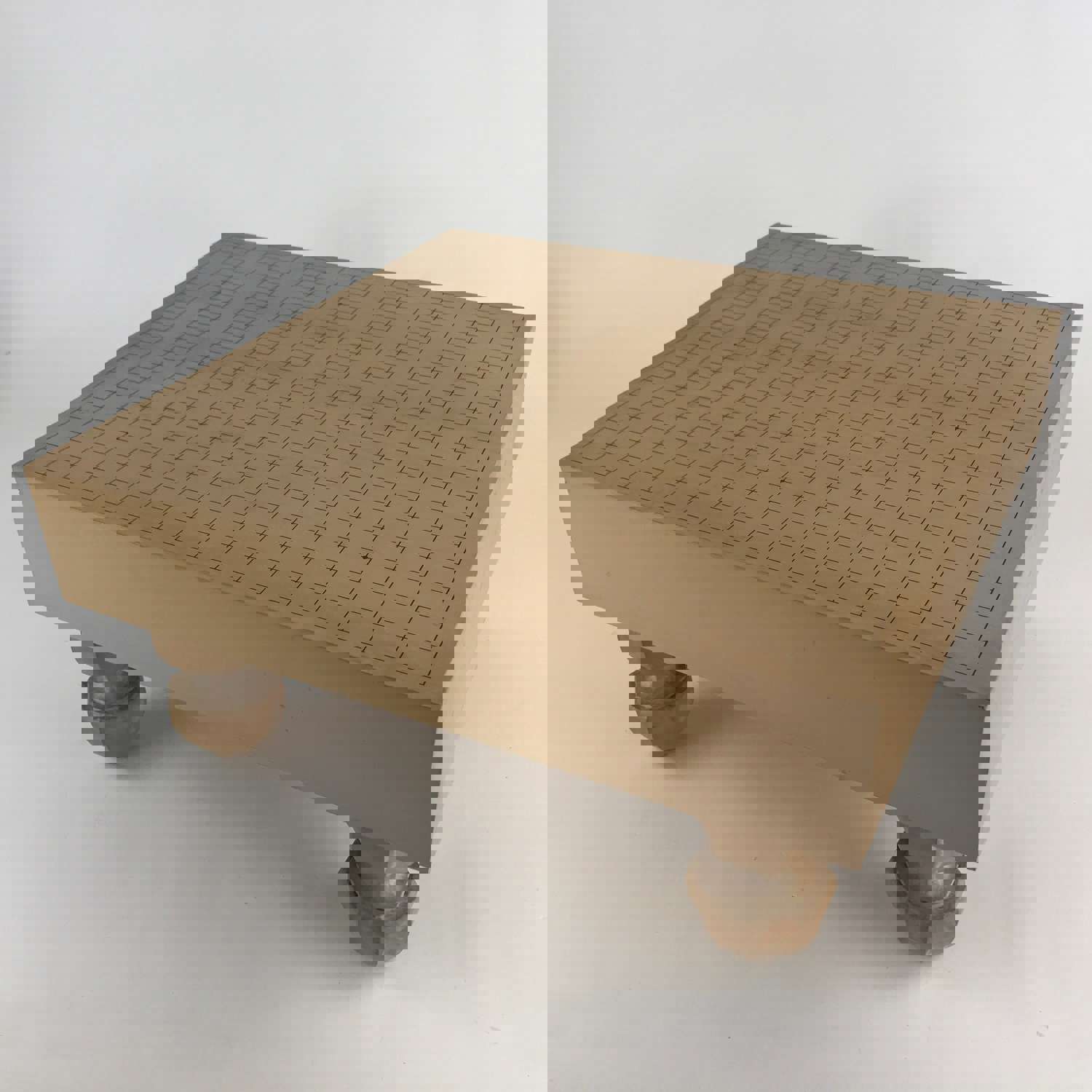 Vintage Japanese Wood Go Board Game Goban with 19x19 Grid and Legs