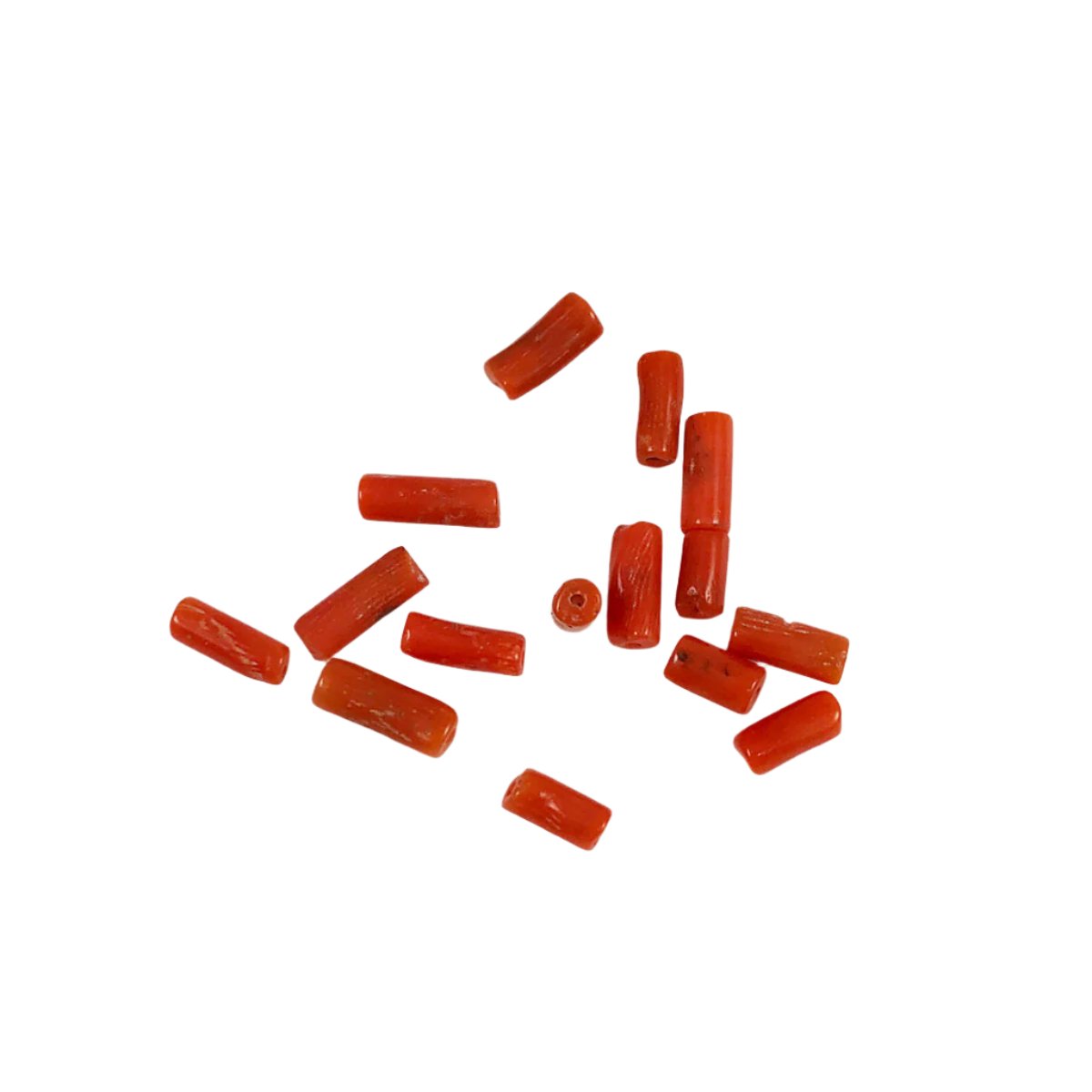 Vintage 1920s Italian Coral Tube Beads (Pack of 12)