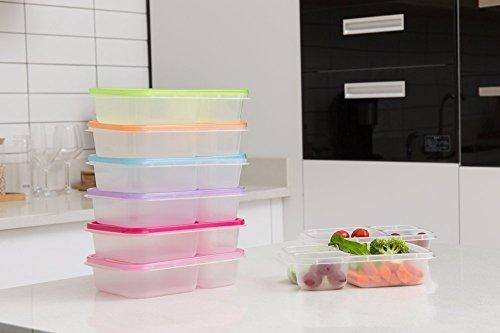 Bento Lunch Boxes, 3-Compartment Meal Prep Containers with Lids, 7 Pack BPA Free, LeakProof, Reusable