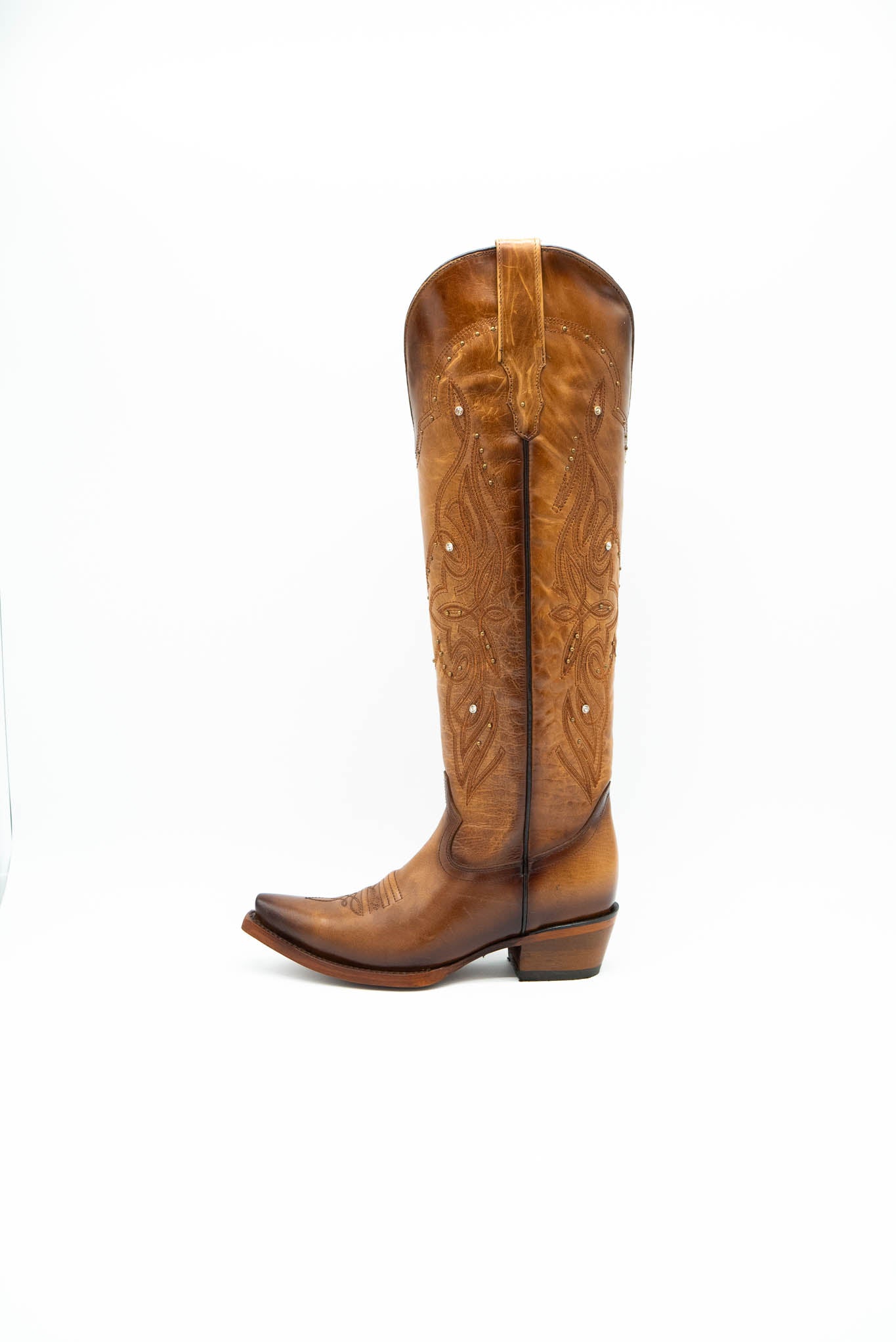 Catalina Vitro Tall Cowgirl Boot - Genuine Leather with Side Zipper