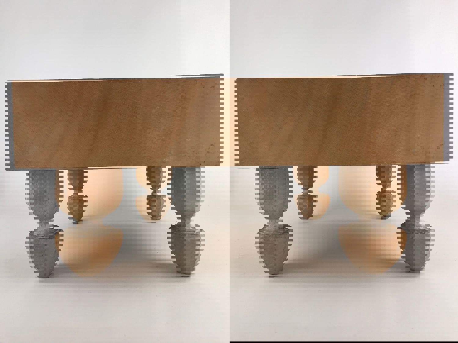 Vintage Japanese Wood Go Board Game Goban with 19x19 Grid and Legs