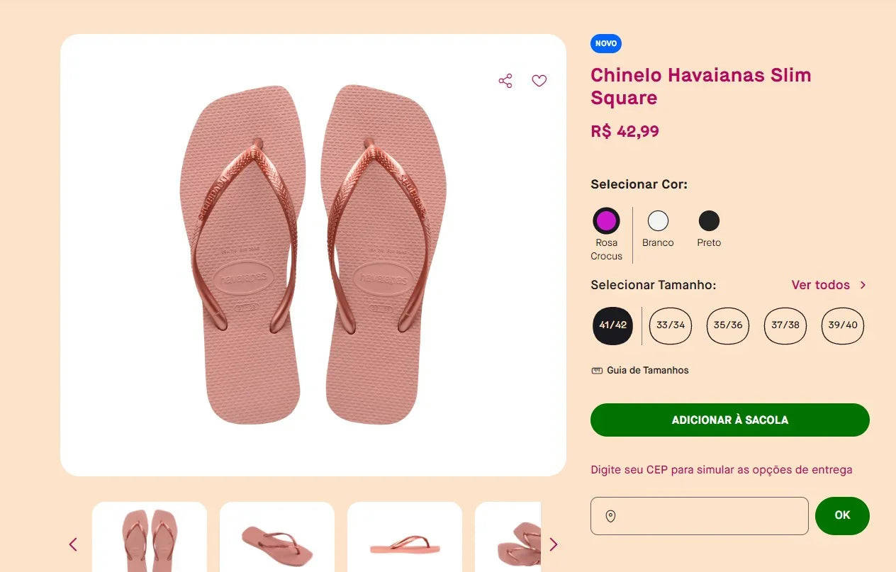 Havaianas Slim Square Sandals - Size 41/42 - 6 Styles (DDP)