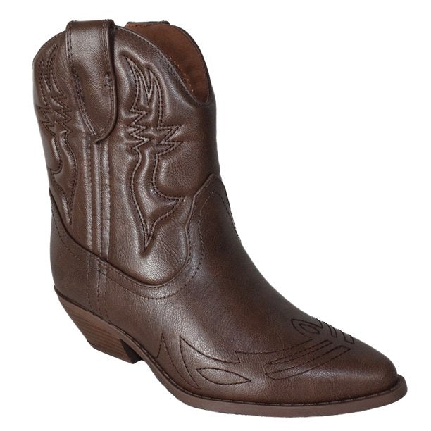 Soda Riggings Women Cowgirl Cowboy Western Stitched Ankle Boots Pointed Toe Short Booties