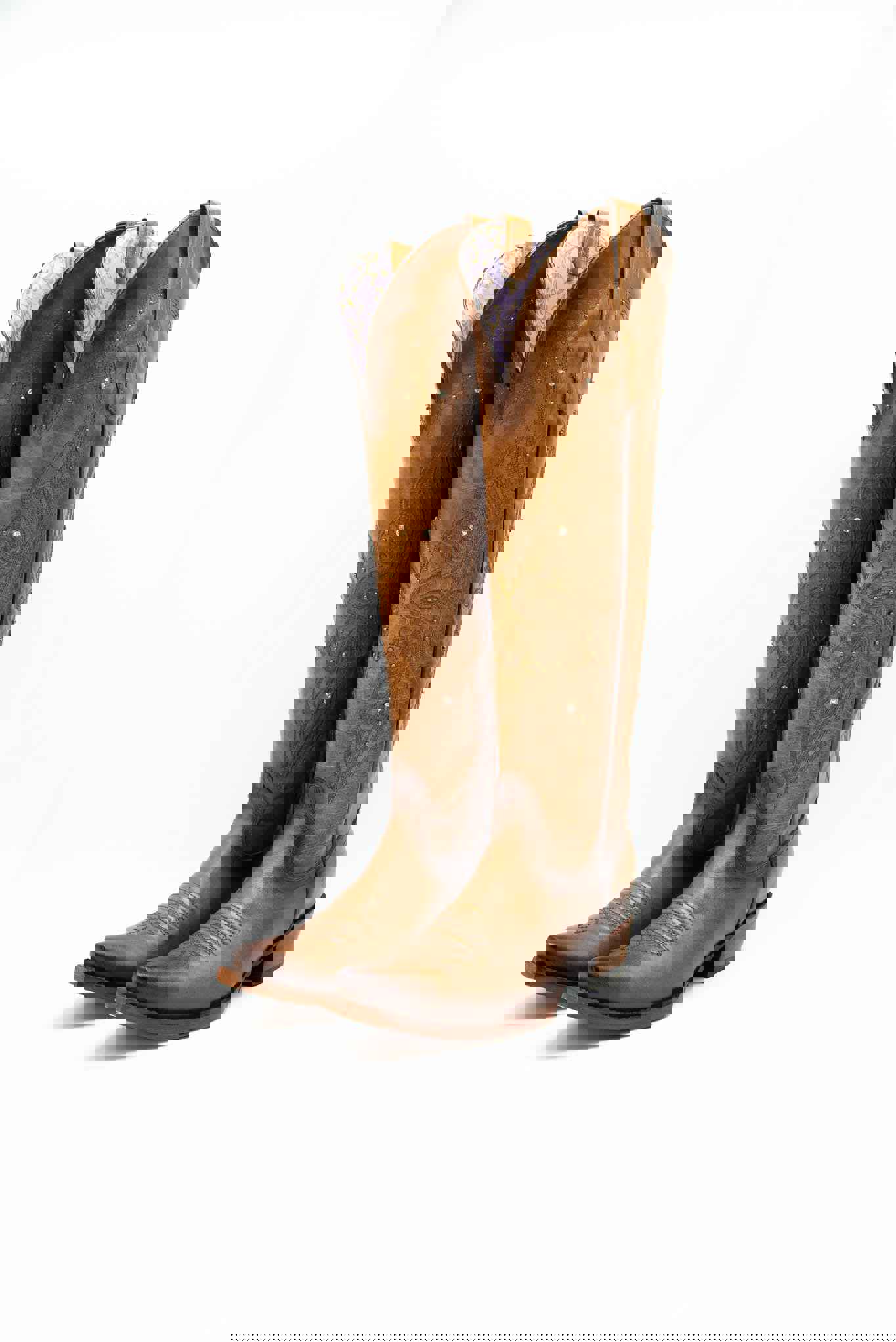 Catalina Vitro Tall Cowgirl Boot - Genuine Leather with Side Zipper