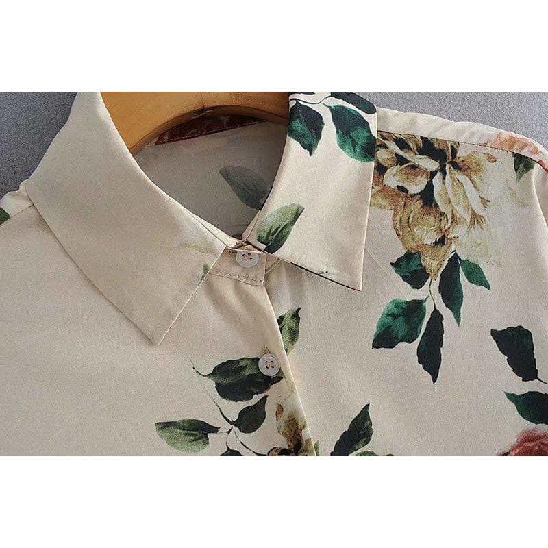 Vintage Fashion Blouse - Polyester, Flannel, Turn-Down Collar