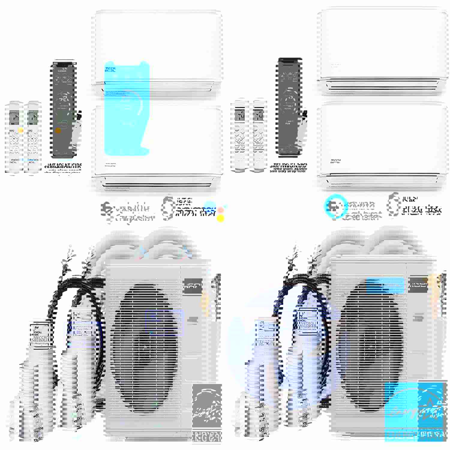 MRCOOL DIY 4th Gen 36K BTU 2-Zone Condenser with 9K+24K Handlers and Linesets Bundle