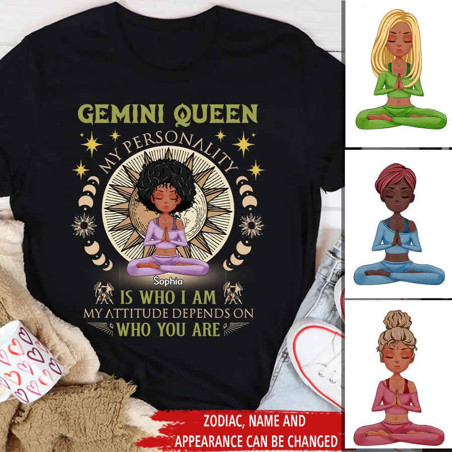 Personalized Birthday Shirts, Zodiac T Shirt, Gemini Birthday T Shirt, Custom Birthday Gifts for Yoga Lovers