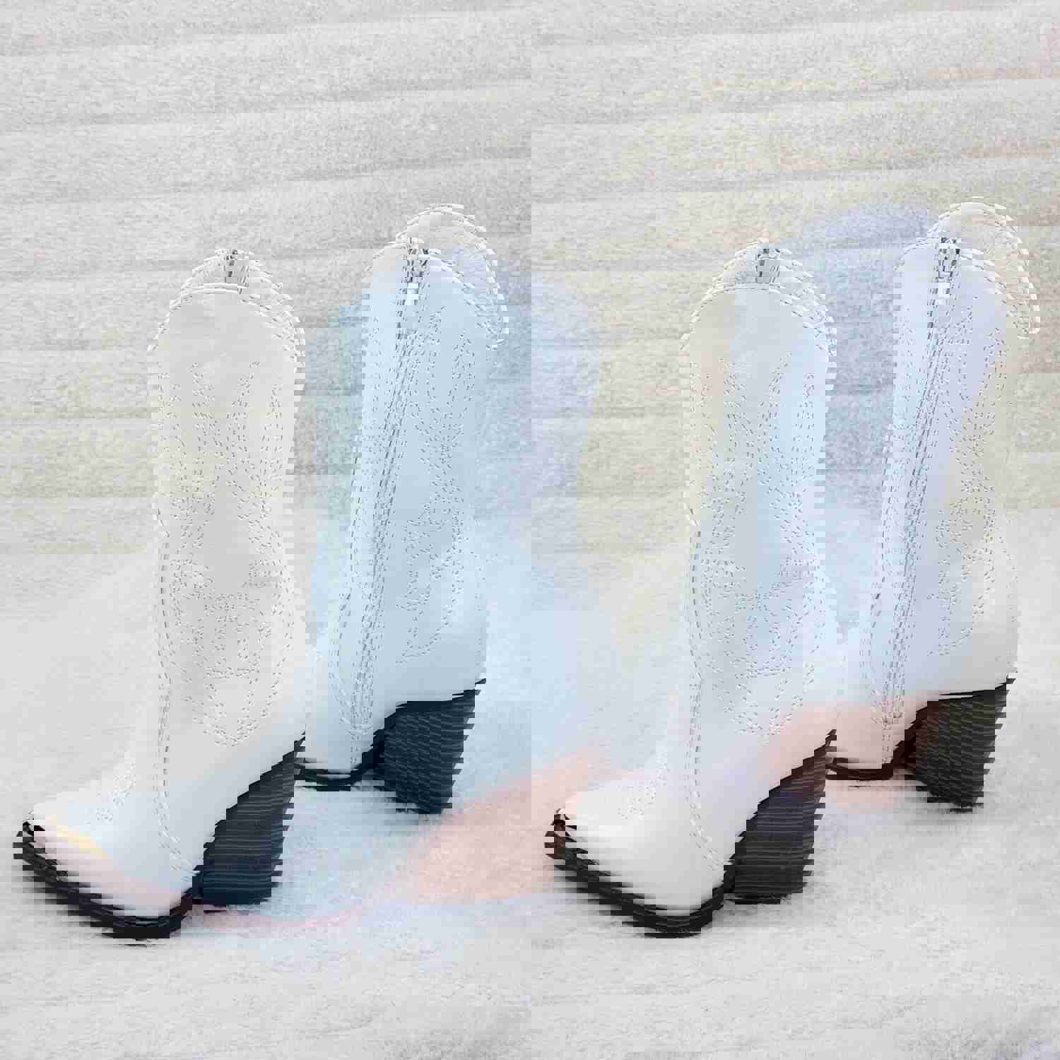 Tallas White Cowgirl Cowboy Ankle Boots Western Block Heels US Sizes 7-11