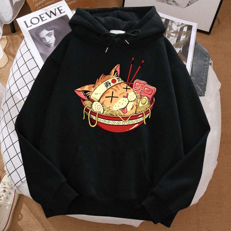 Cat Ramen Long Sleeved Hoodie