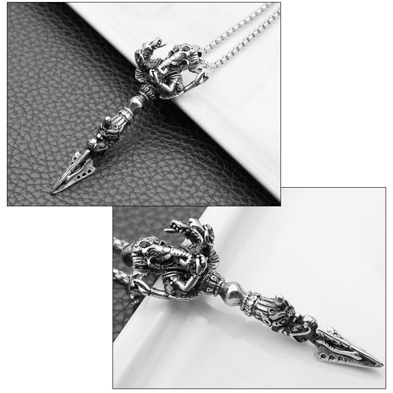 Skeleton Beads Necklace with Knife Pendant - Stainless Steel Paracord Necklace for Outdoor & Self Defense