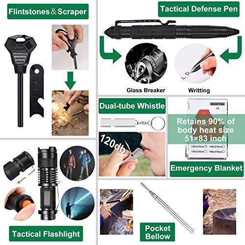 30 in 1 Survival Gear and Equipment Kit for Outdoor Emergency Camping Hiking Fishing Hunting