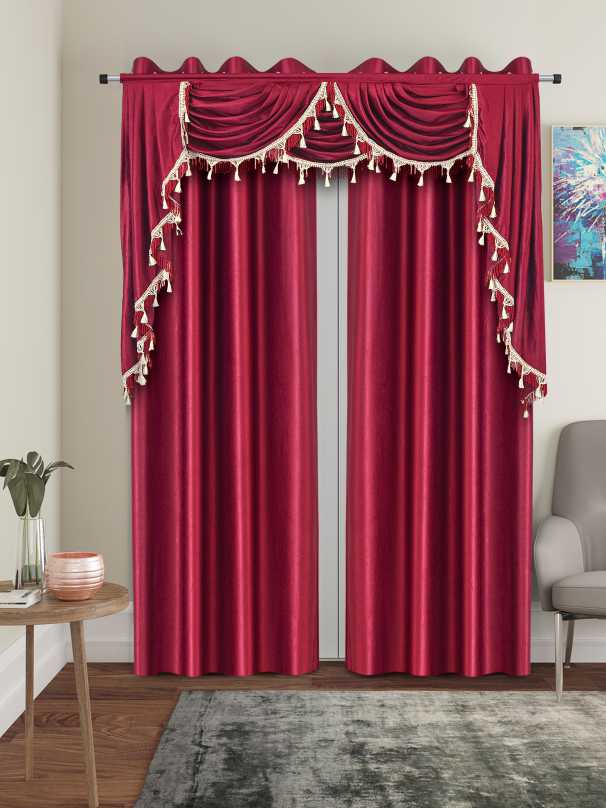 One Triple Waterfall Valance with Swag - 15 Colors Available